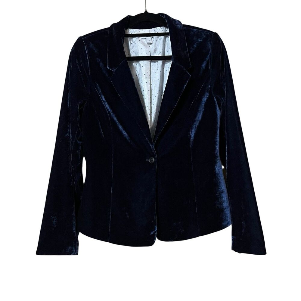 Kensie Womens Blue Velvet Velveteen Jacket Blazer Size Medium